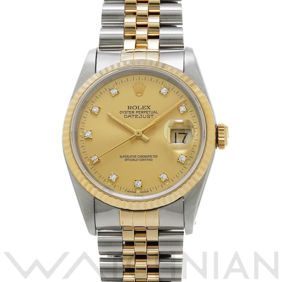 ロレックス デイトジャスト 16233G シャンパン/ダイヤモンド メンズ 時計 【中古】【wristwatch】