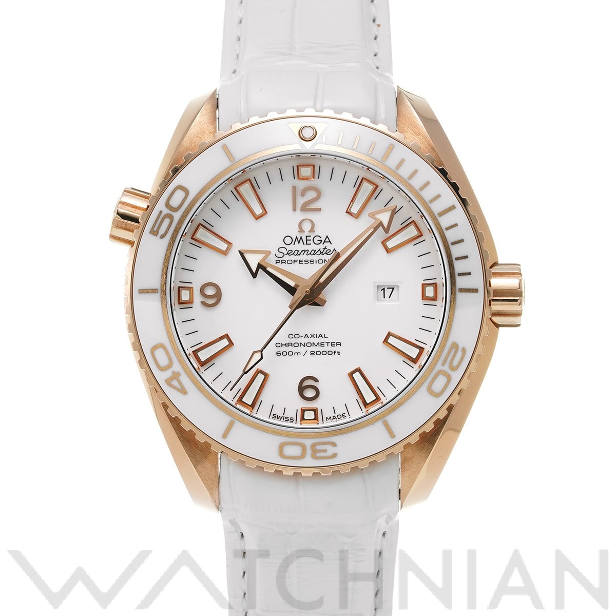 オメガ シーマスター プラネットオーシャン 600 コーアクシャル サン・モリッツ 232.63.38.20.04.001 ホワイト レディース 時計 【中古】【wristwatch】