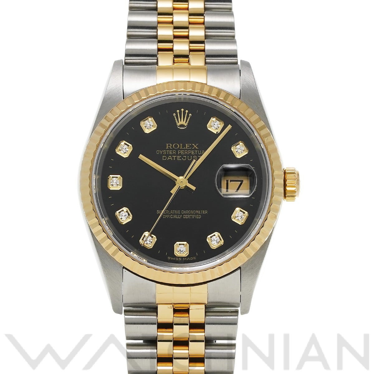 ロレックス デイトジャスト 16233G ブラック/ダイヤモンド メンズ 時計 【中古】【wristwatch】