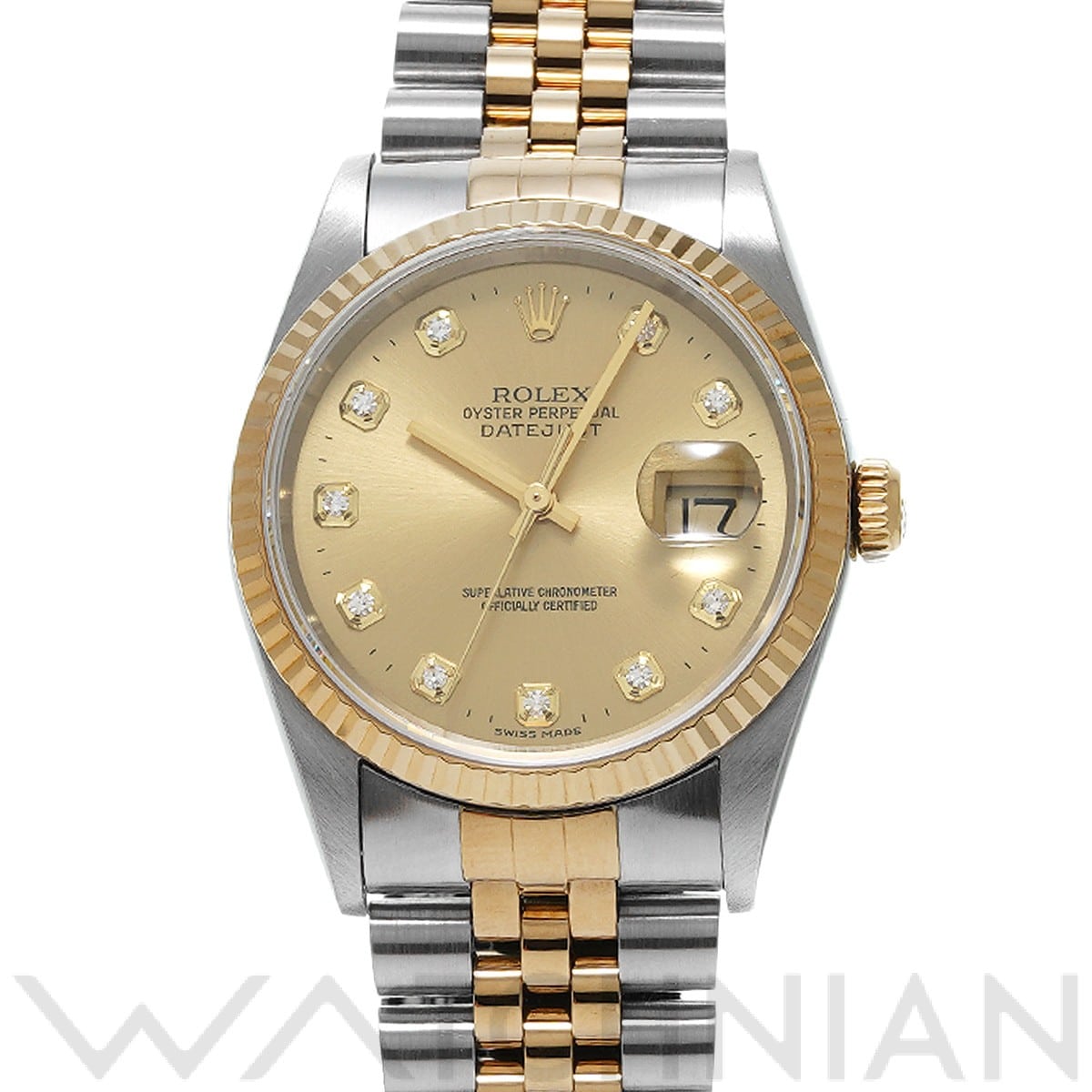ロレックス デイトジャスト 16233G シャンパン/ダイヤモンド メンズ 時計 【中古】【wristwatch】