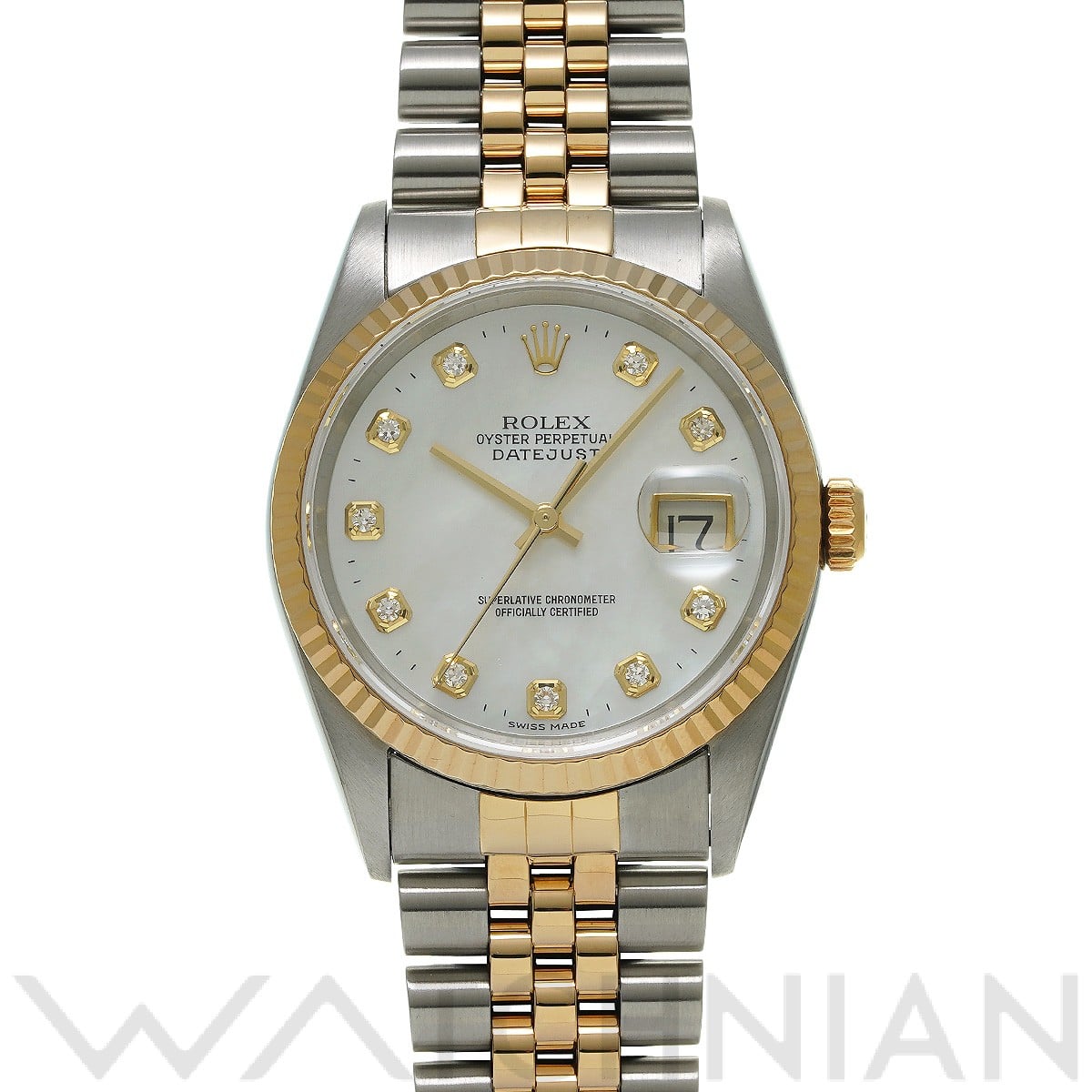 ロレックス デイトジャスト 16233NG ホワイトシェル/ダイヤモンド メンズ 時計 【中古】【wristwatch】