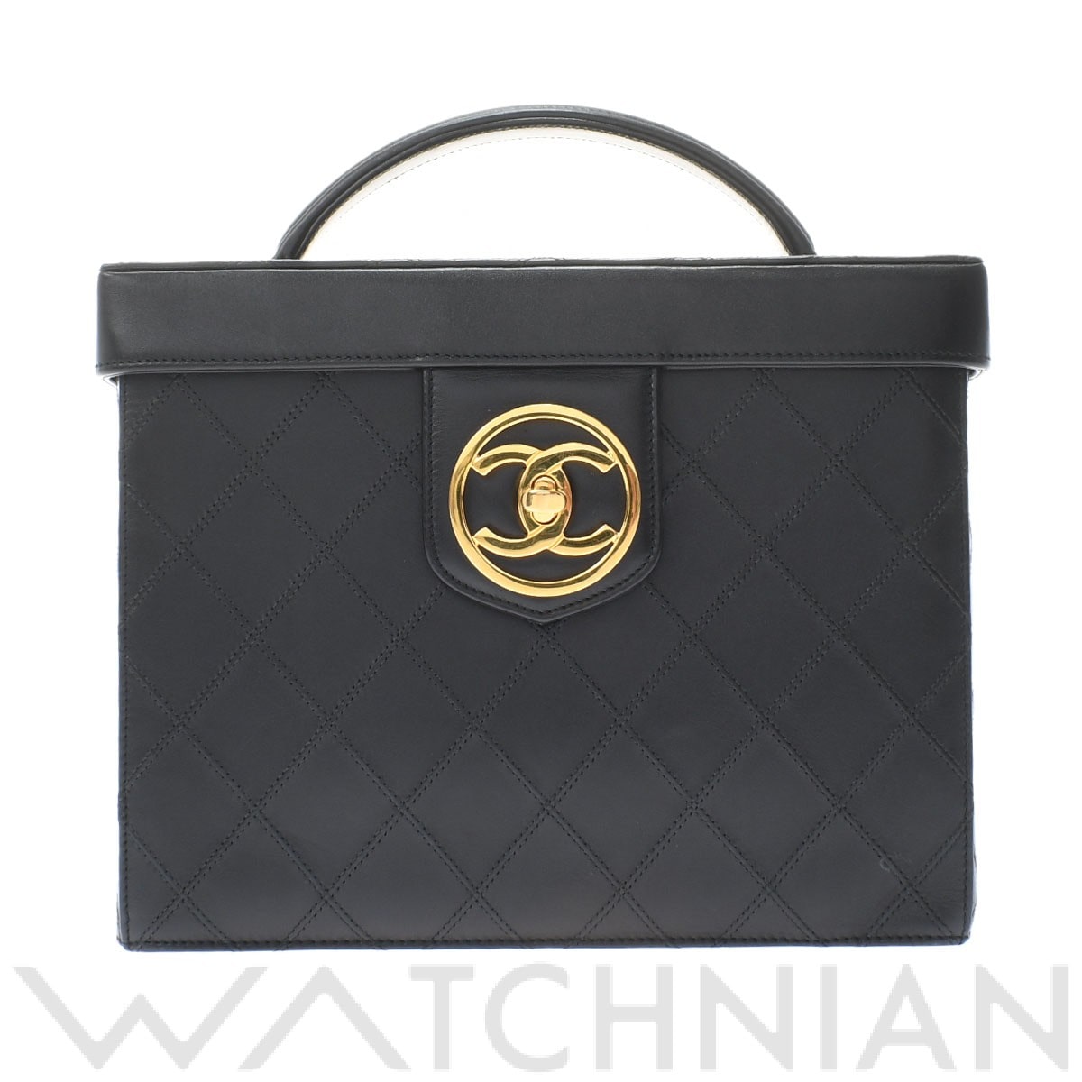 シャネル ピコローレ 2WAY バニティバッグ ブラック/ゴールド金具 A012620 カーフスキン レディース バッグ 【中古】【bag】