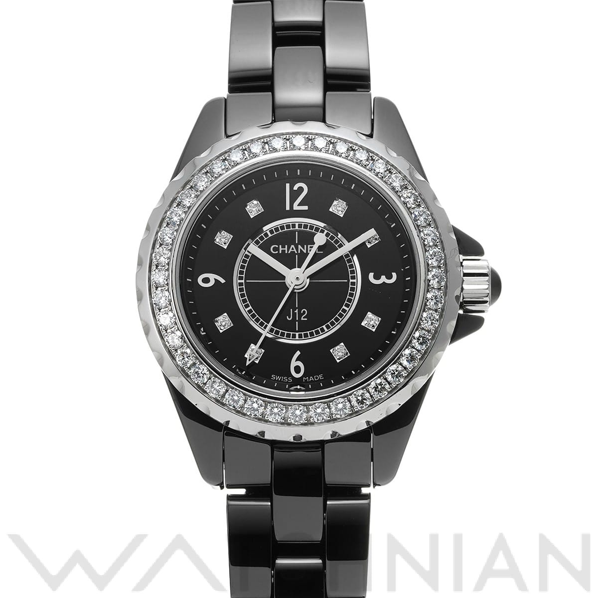 シャネル / CHANEL J12 29mm H2571 ブラックラッカー/ダイヤモンド レディース 時計 【中古】【wristwatch】