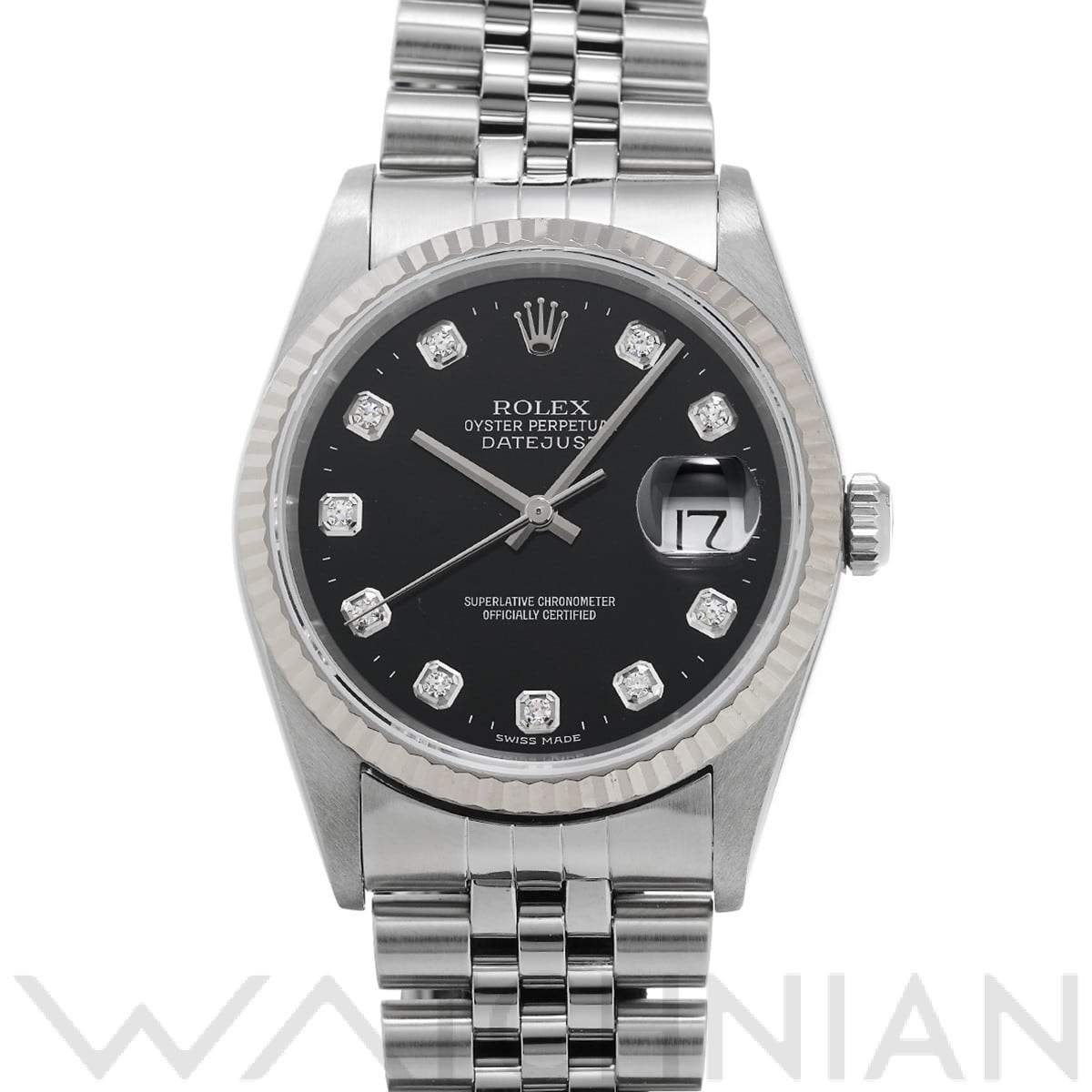 ロレックス デイトジャスト 16234G ブラック/ダイヤモンド メンズ 時計 【中古】【wristwatch】