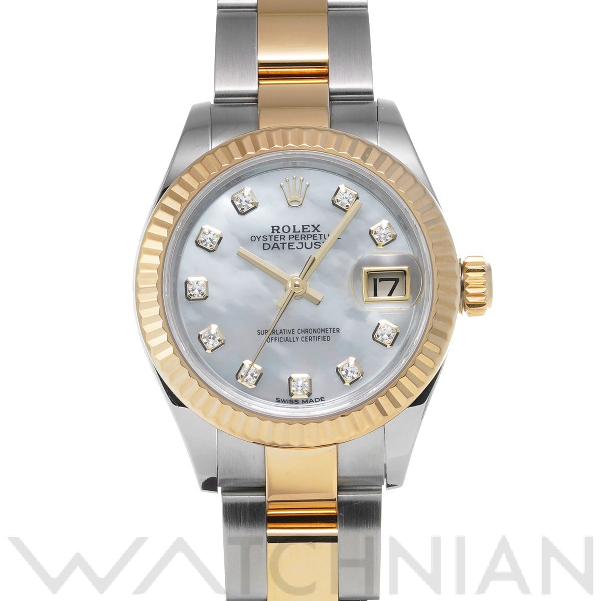 ロレックス レディ デイトジャスト 28 279173NG ホワイトシェル/ダイヤモンド レディース 時計 【中古】【wristwatch】