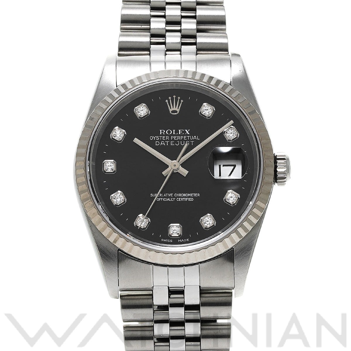 ロレックス デイトジャスト 16234G ブラック/ダイヤモンド メンズ 時計 【中古】【wristwatch】
