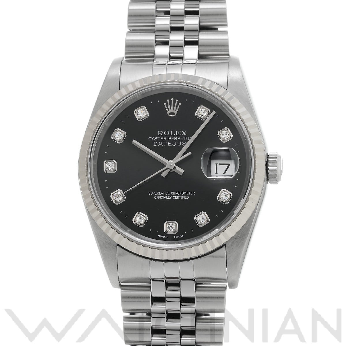 ロレックス デイトジャスト 16234G ブラック/ダイヤモンド メンズ 時計 【中古】【wristwatch】