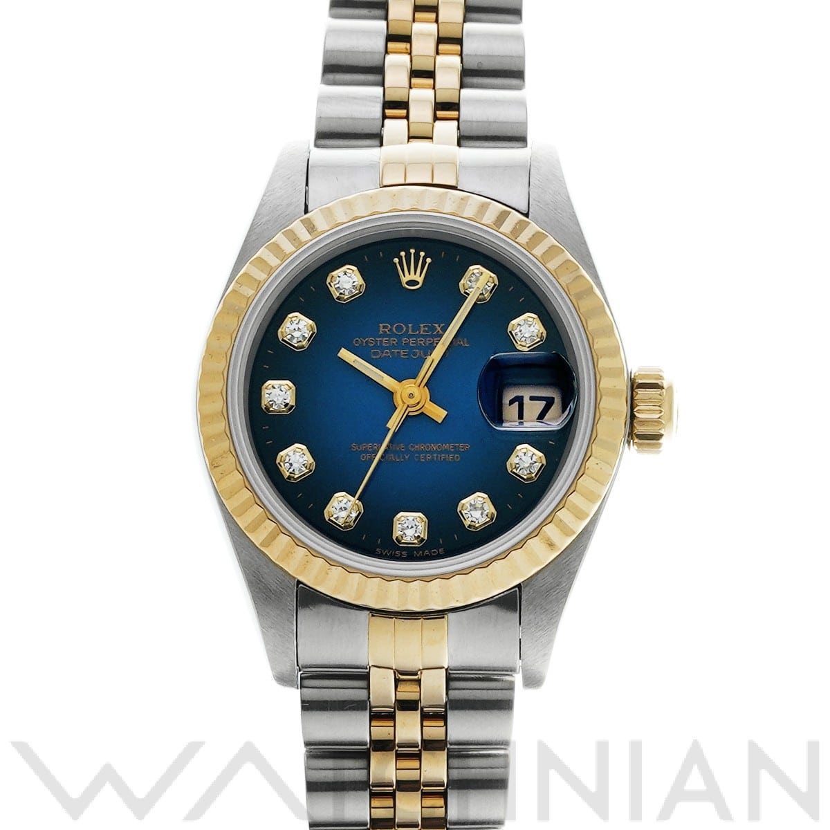 デイトジャスト 69173G U番(1997年頃製造) ブルー・グラデーション/ダイヤモンド ロレックス ROLEX レディース 【中古】