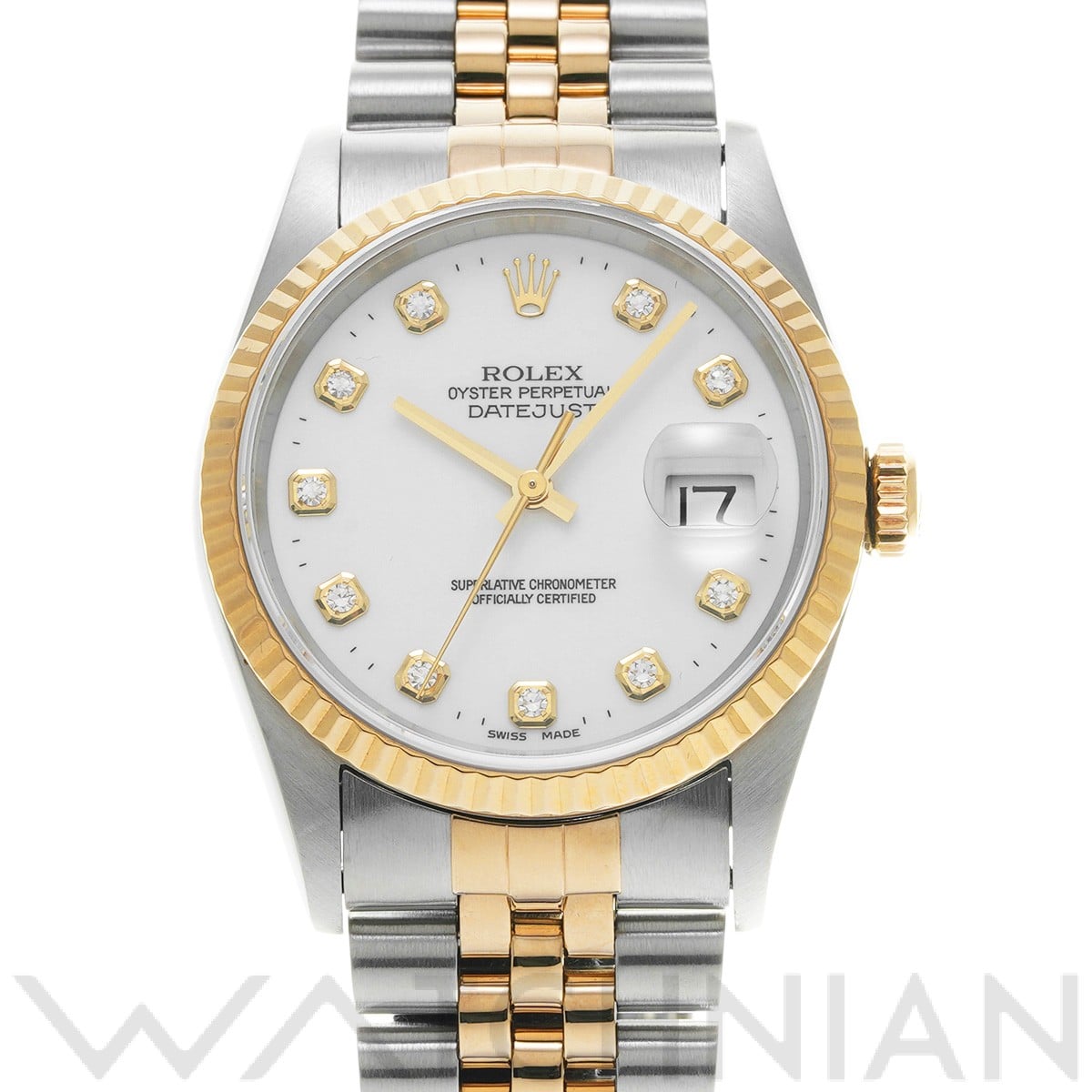 ロレックス デイトジャスト 16233G ホワイト/ダイヤモンド メンズ 時計 【中古】【wristwatch】