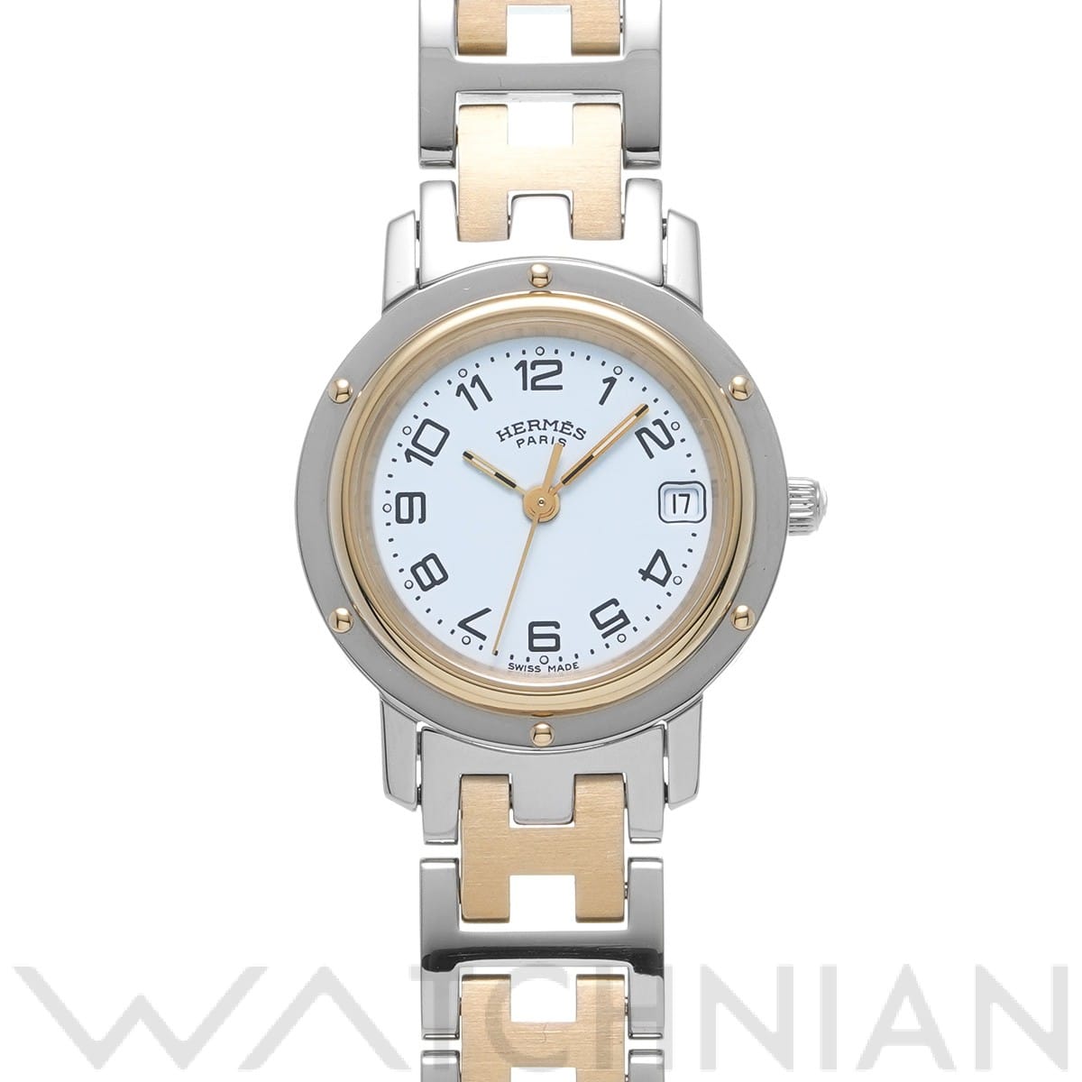 エルメス クリッパー CL4.220 ホワイト レディース 時計 【中古】【wristwatch】
