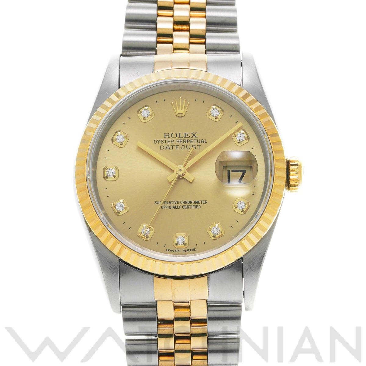 ロレックス デイトジャスト 16233G シャンパン/ダイヤモンド メンズ 時計 【中古】【wristwatch】