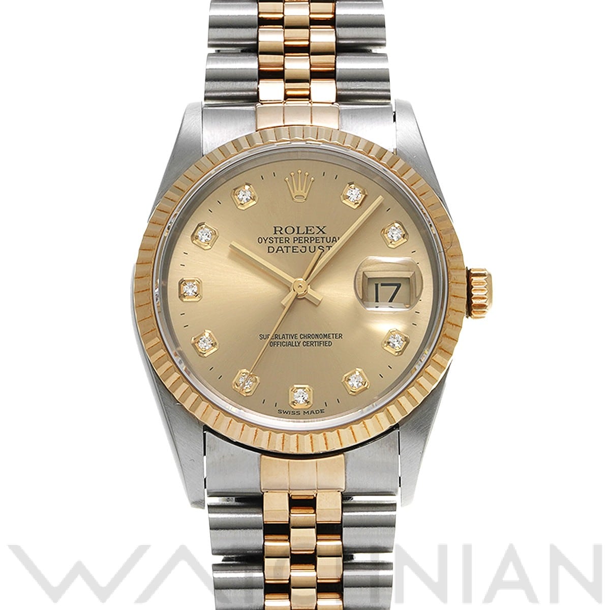 ロレックス デイトジャスト 16233G シャンパン/ダイヤモンド メンズ 時計 【中古】【wristwatch】