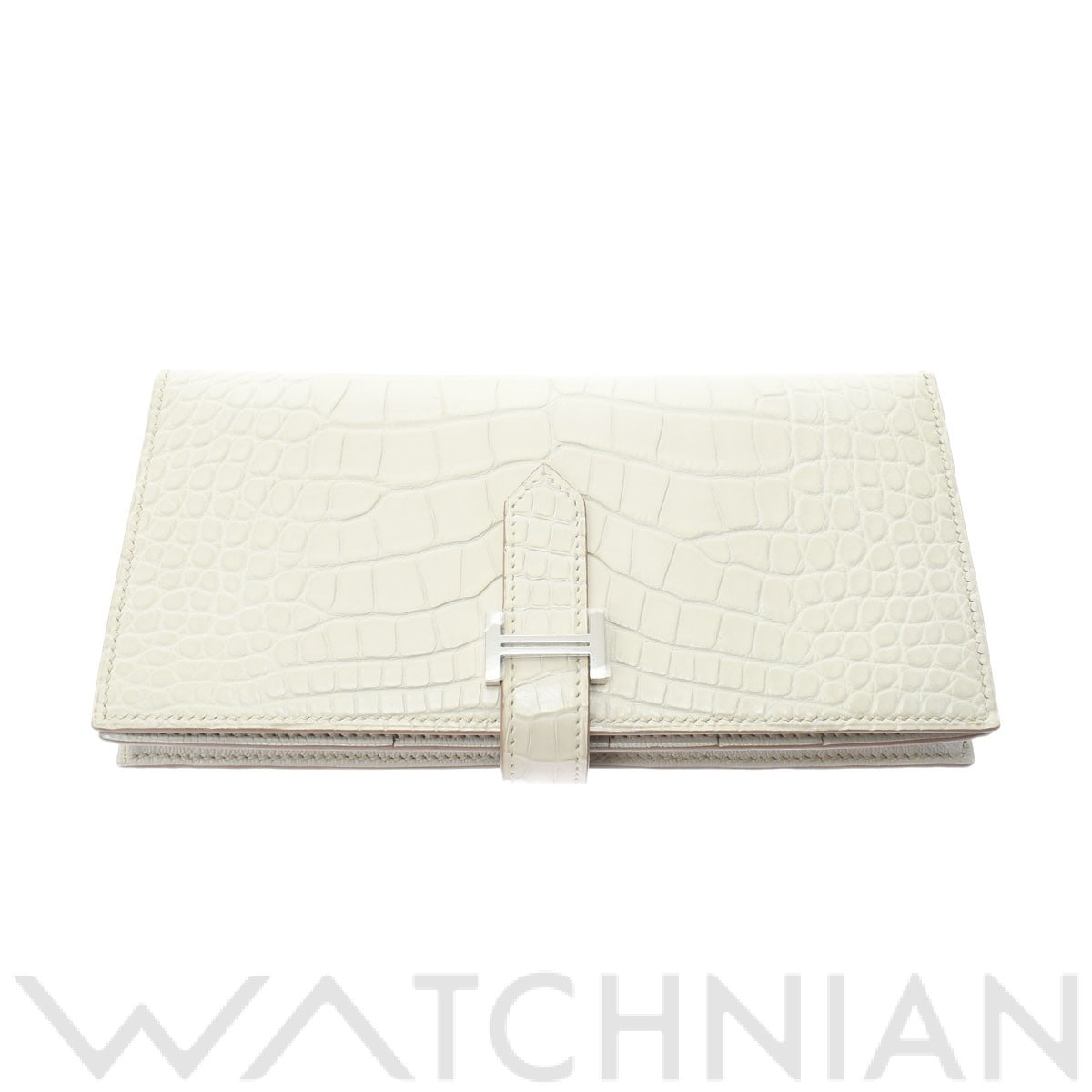 エルメス ベアン スフレ ベトン/パラジウム金具 アリゲーターマット レディース 財布 【未使用】【purse】