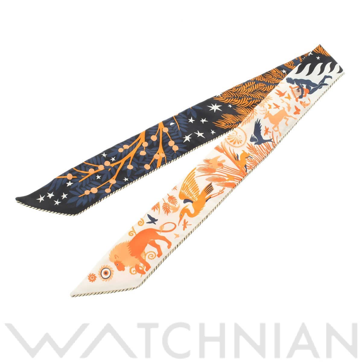 エルメス / HERMES ツイリー CHARME D ORPHEE オレンジ/ブラック/クレーム シルク100％ レディース 【新品】【other】