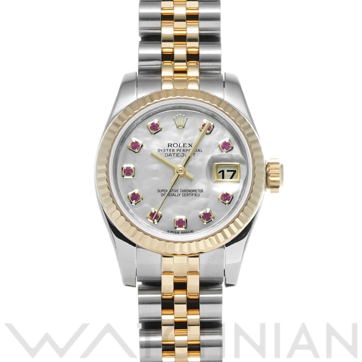 ロレックス レディ デイトジャスト 26 179173NGR ホワイトシェル/ルビー レディース 時計 【中古】【wristwatch】