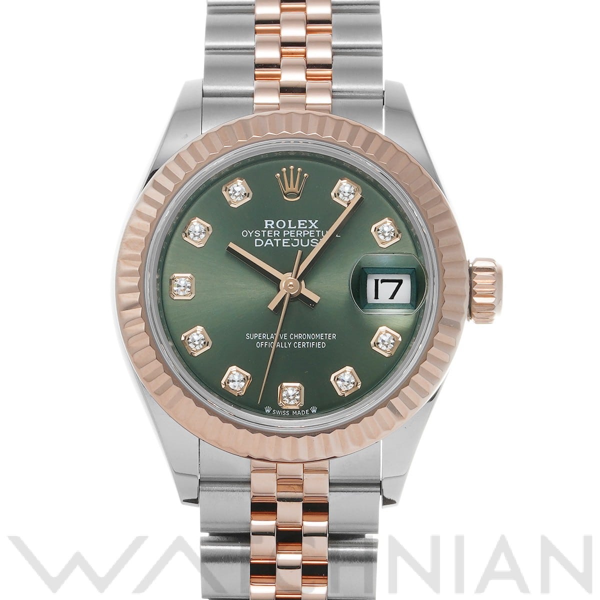 ロレックス レディ デイトジャスト 28 279171G オリーブグリーン/ダイヤモンド レディース 時計 【中古】【wristwatch】