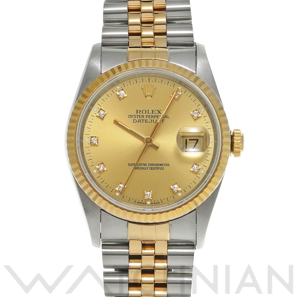ロレックス デイトジャスト 36 16233G シャンパン/ダイヤモンド メンズ 時計 【中古】【wristwatch】