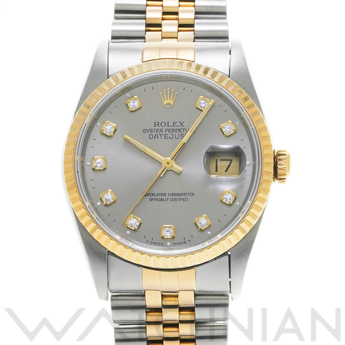 ロレックス デイトジャスト 16233G グレー/ダイヤモンド メンズ 時計 【中古】【wristwatch】