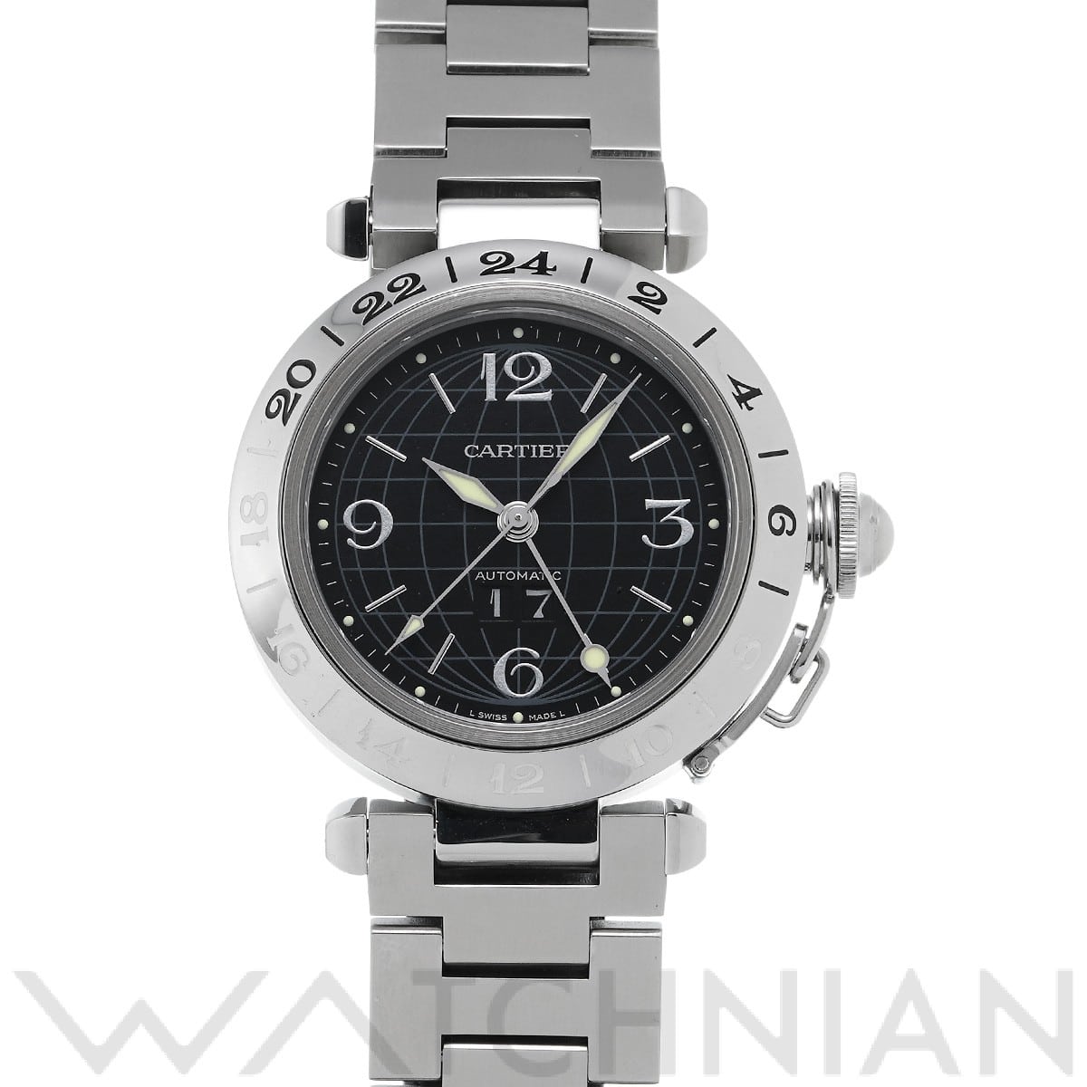 カルティエ / CARTIER パシャC メリディアン GMT W31049M7 ブラック ユニセックス 時計 【中古】【wristwatch】