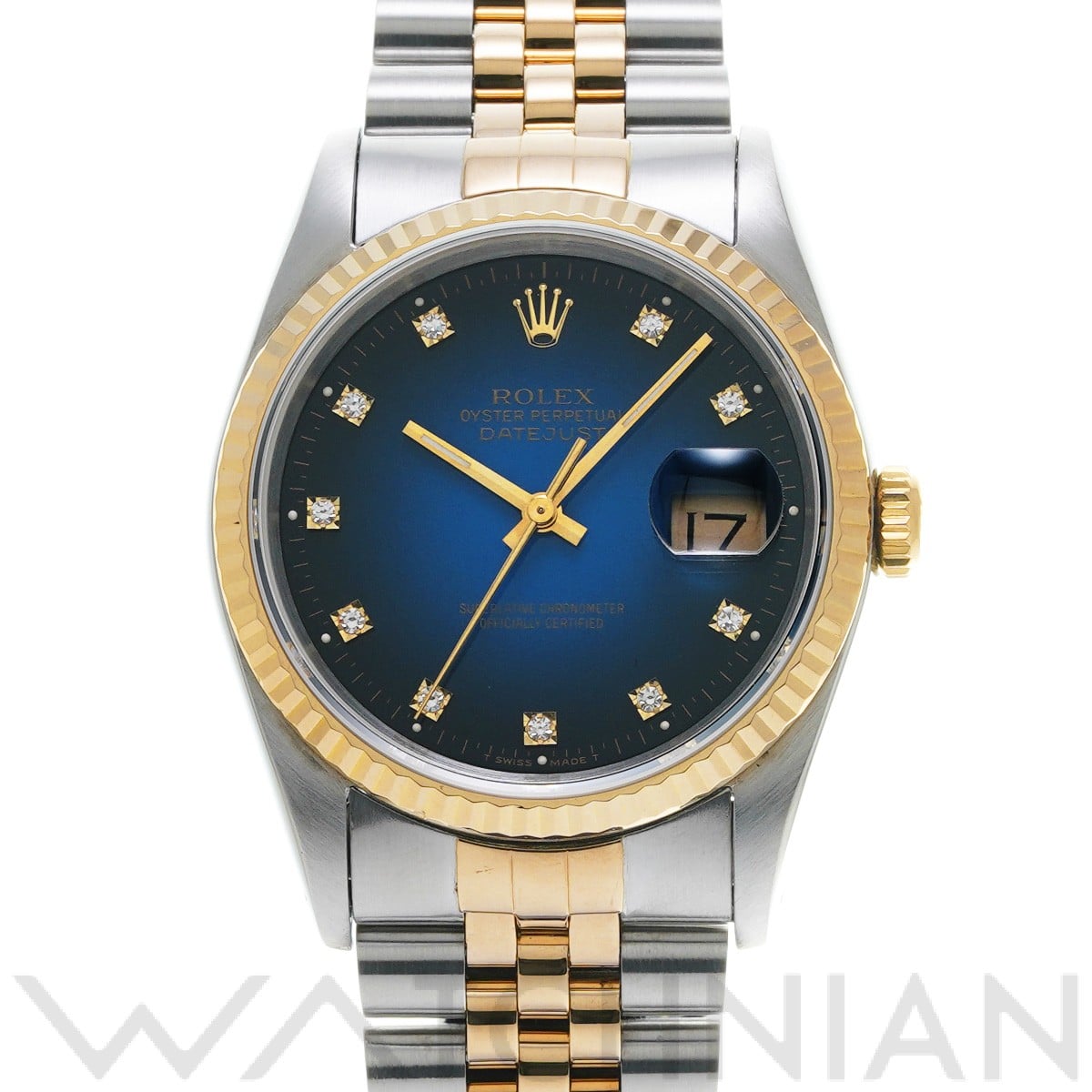 ロレックス デイトジャスト 16233G ブルー・グラデーション/ダイヤモンド メンズ 時計 【中古】【wristwatch】