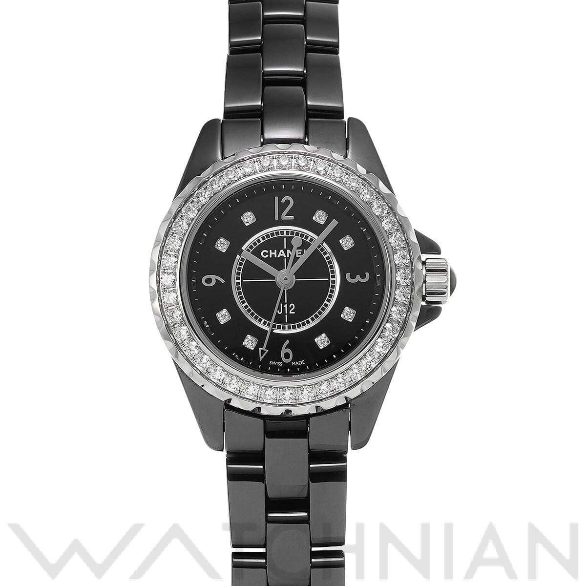 シャネル / CHANEL J12 29MM H2571 ブラックラッカー/ダイヤモンド レディース 時計 【中古】【wristwatch】