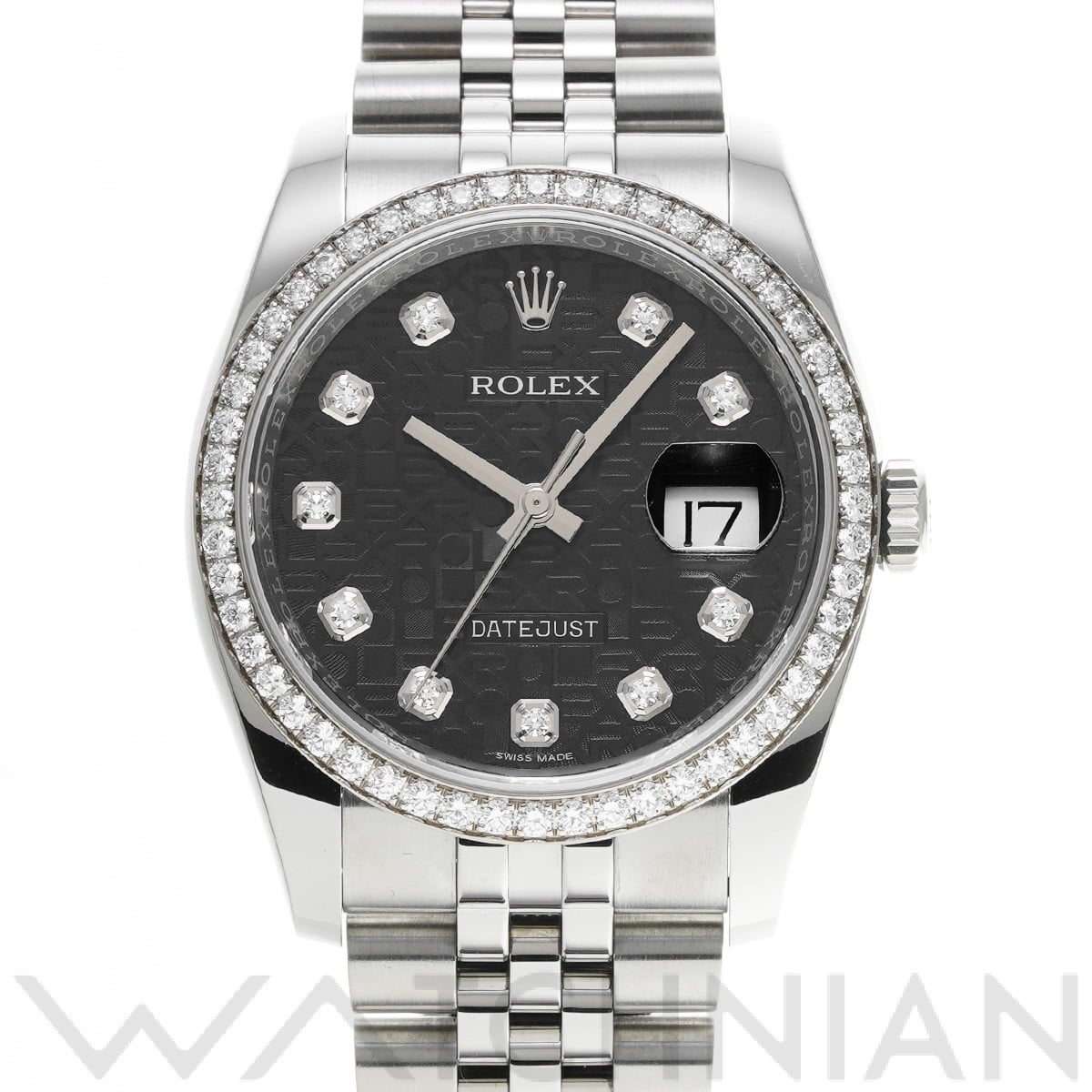 ロレックス デイトジャスト 36 116244G ブラックコンピュータ/ダイヤモンド メンズ 時計 【中古】【wristwatch】
