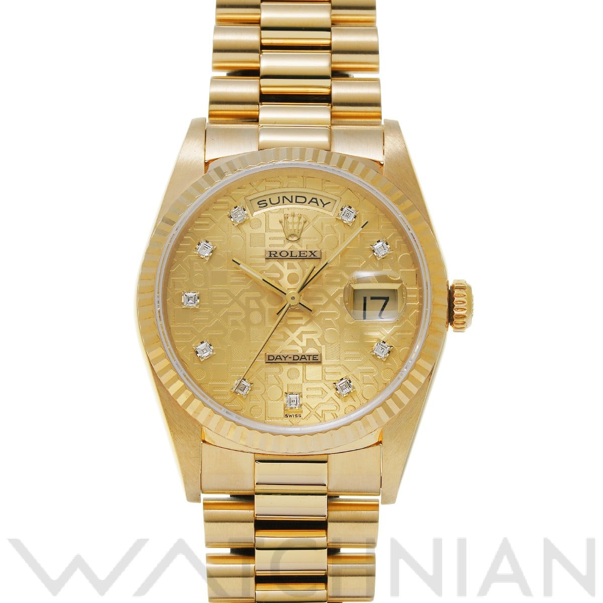 ロレックス デイデイト 18238G シャンパンコンピュータ/ダイヤモンド メンズ 時計 【中古】【wristwatch】
