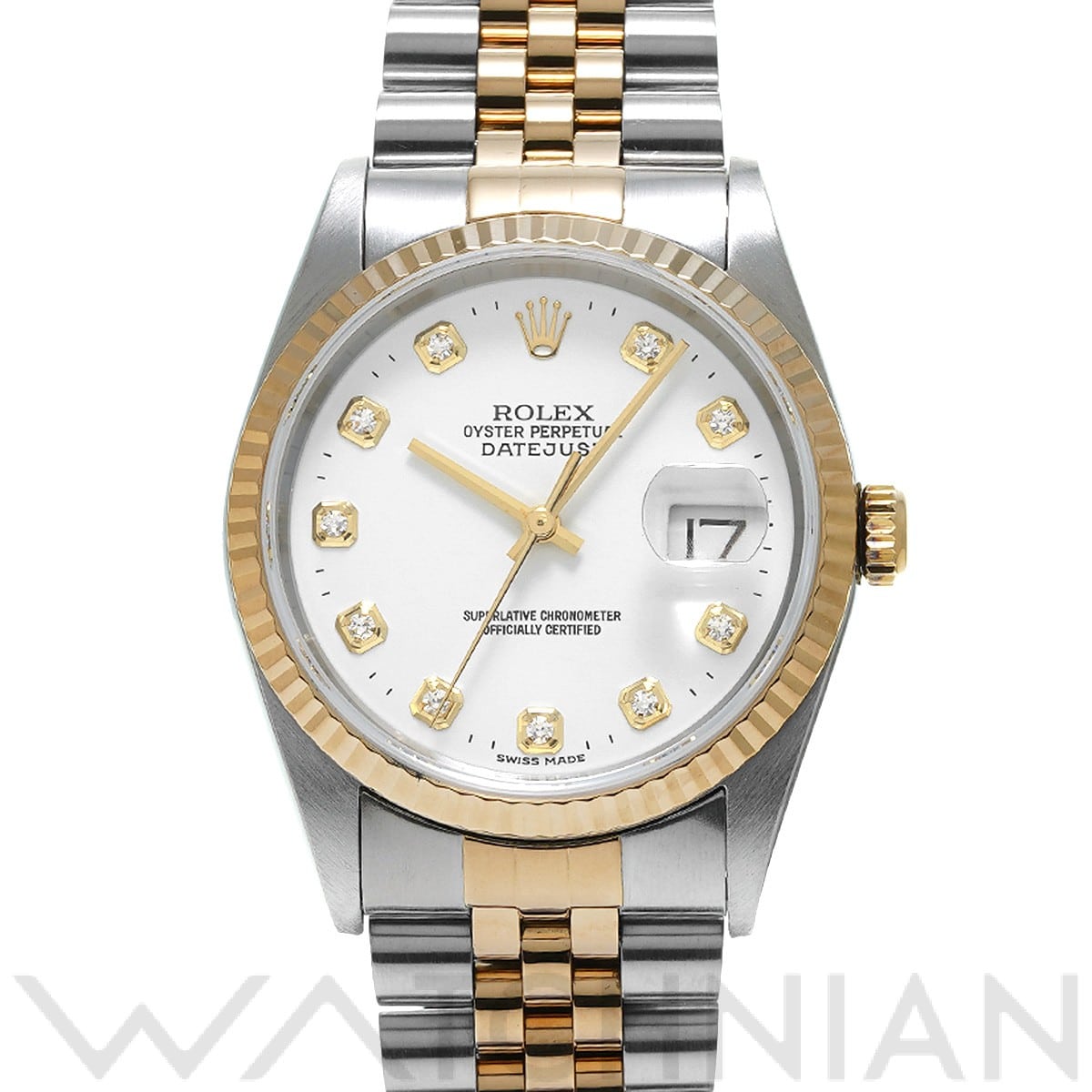 ロレックス デイトジャスト 16233G ホワイト/ダイヤモンド メンズ 時計 【中古】【wristwatch】