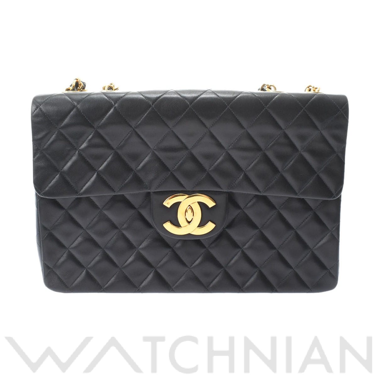 シャネル / CHANEL マトラッセ デカマトラッセ チェーンショルダー 34cm ブラック/ゴールド金具 A01094 ラムスキン レディース バッグ 【中古】【bag】