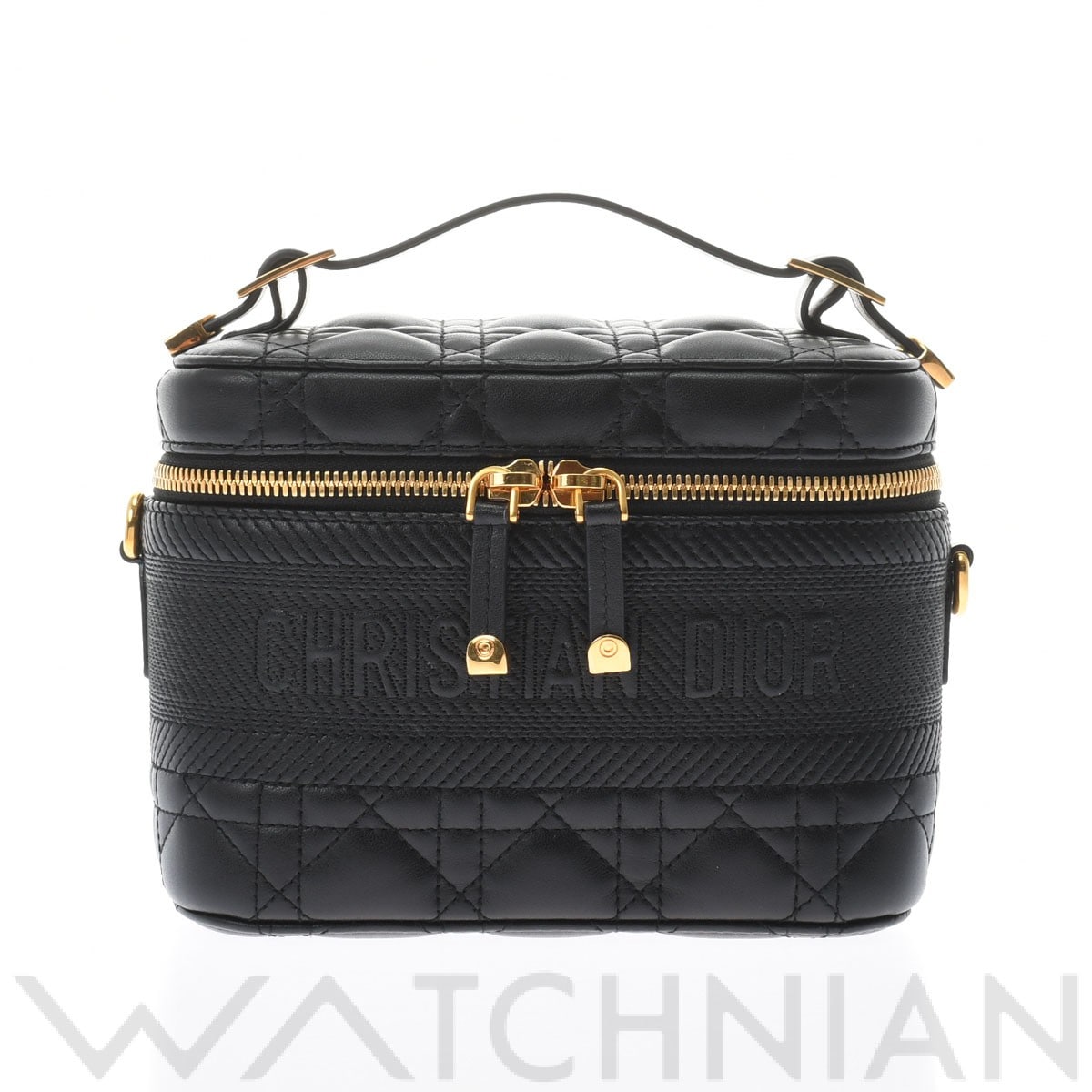 ディオール カナージュ DIORTRAVEL スモール ヴァニティ ブラック/ゴールド金具 S5488UNTR_M900 ラムスキン レディース バッグ 【中古】【bag】