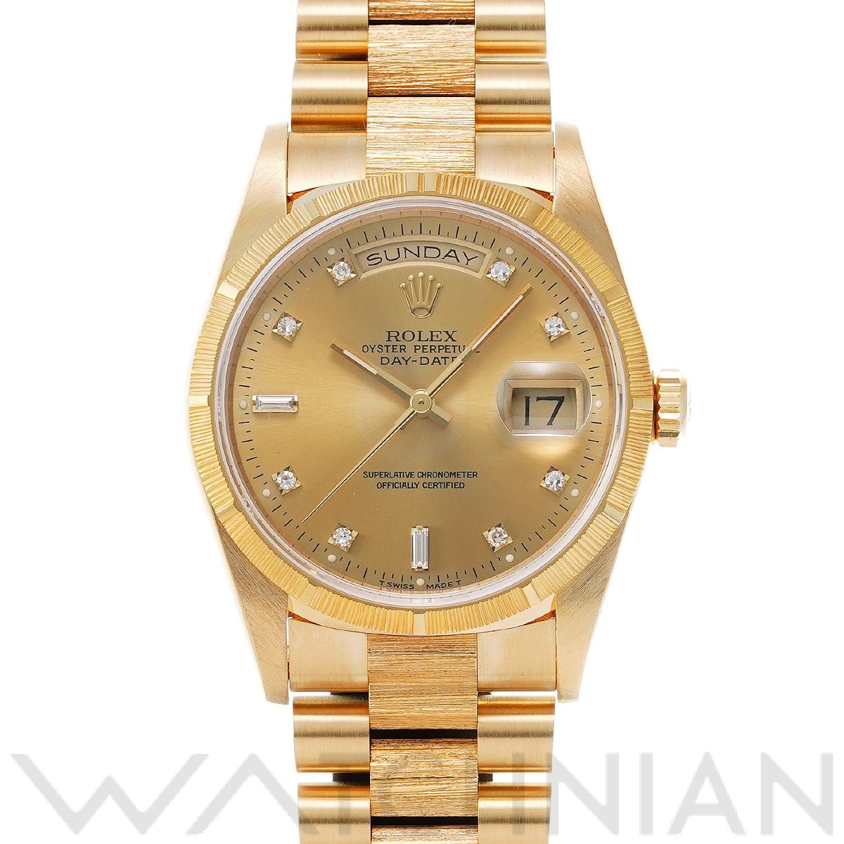 ロレックス デイデイト バーク 18248A シャンパン/ダイヤモンド メンズ 時計 【中古】【wristwatch】