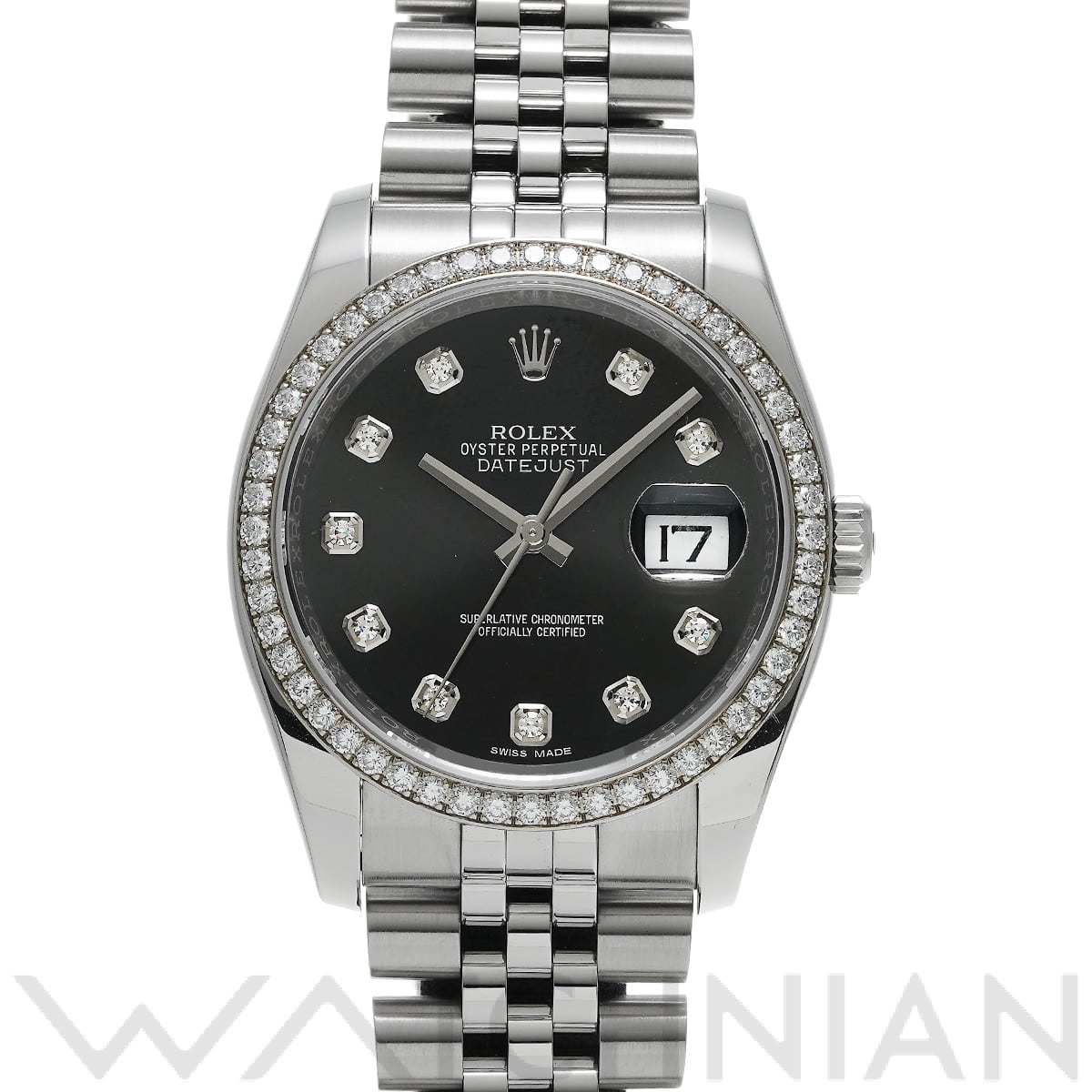 ロレックス デイトジャスト 36 116244G ブラック/ダイヤモンド メンズ 時計 【中古】【wristwatch】