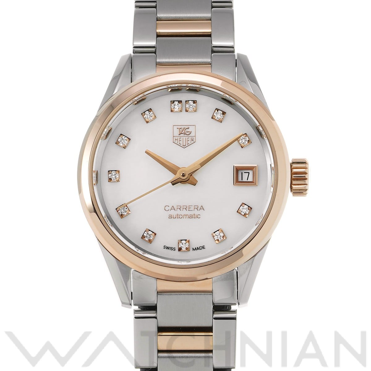 タグ ホイヤー / TAG HEUER カレラ キャリバー9 WAR2452.BD0777 ホワイトシェル/ダイヤモンド レディース 時計 【中古】【wristwatch】