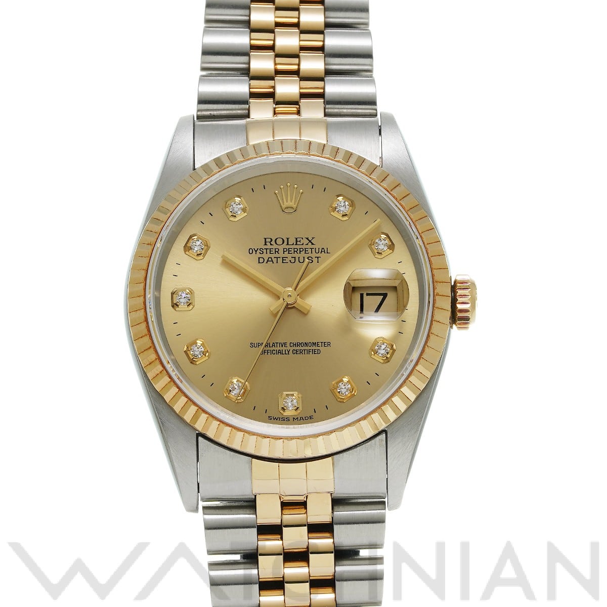 ロレックス デイトジャスト 16233G シャンパン/ダイヤモンド メンズ 時計 【中古】【wristwatch】