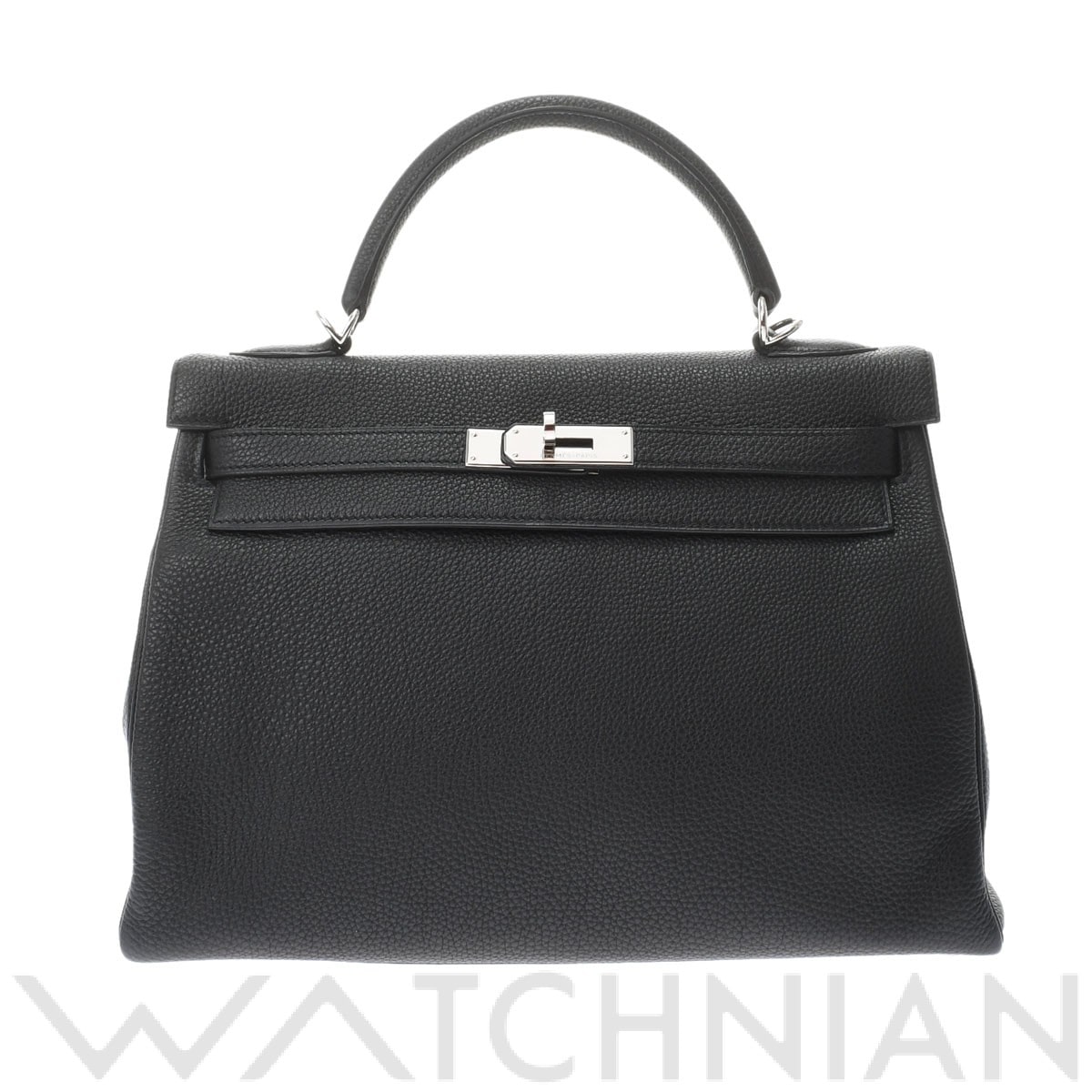 ケリー32 内縫い ブラック/パラジウム金具 トゴ HERMES エルメス レディース 【中古】