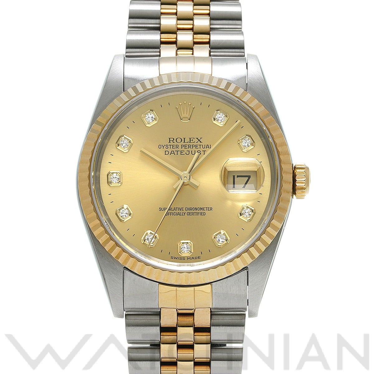 ロレックス デイトジャスト 16233G シャンパン/ダイヤモンド メンズ 時計 【中古】【wristwatch】