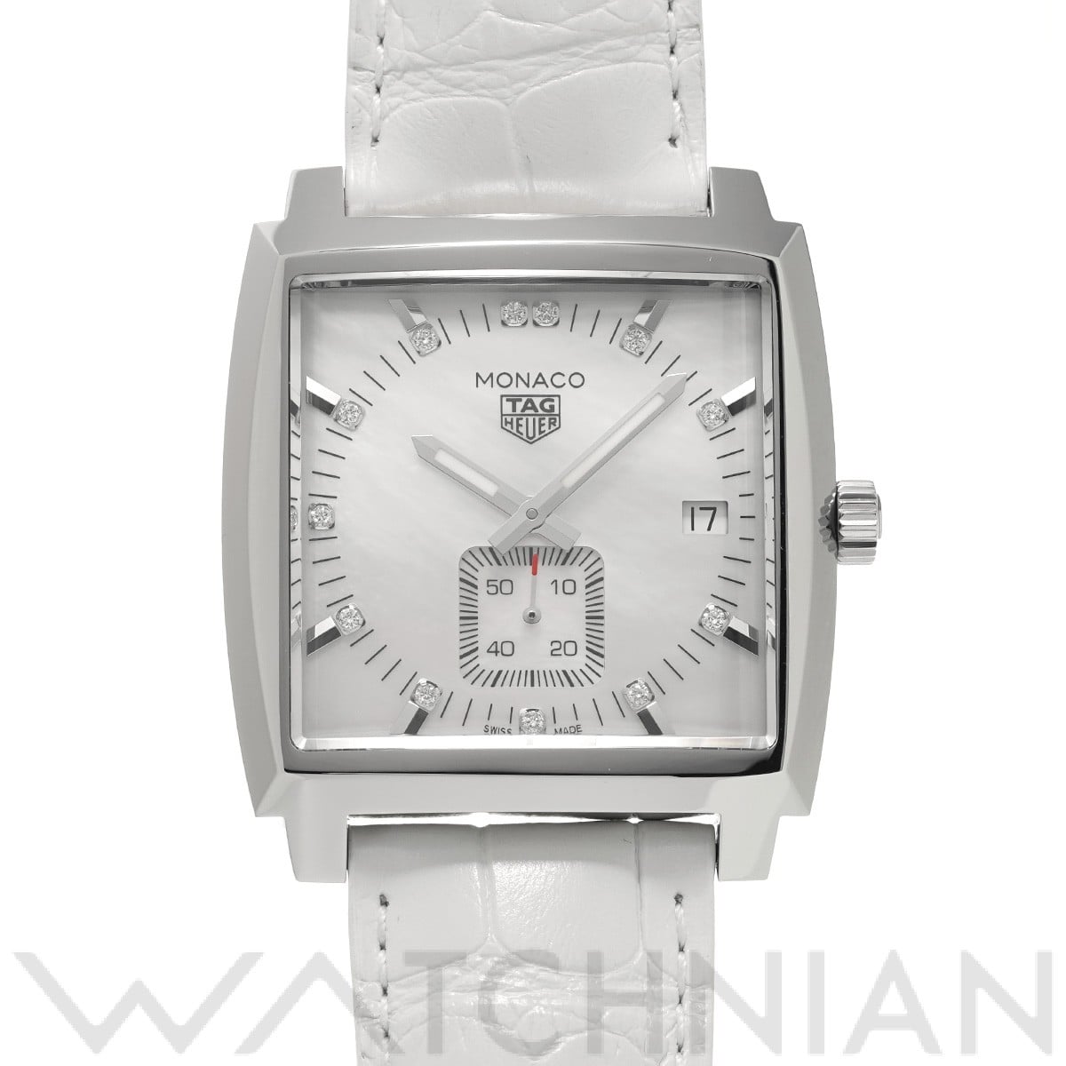 タグ ホイヤー / TAG HEUER モナコ クォーツ WAW131B.FC6247 ホワイトシェル/ダイヤモンド レディース 時計 【中古】【wristwatch】