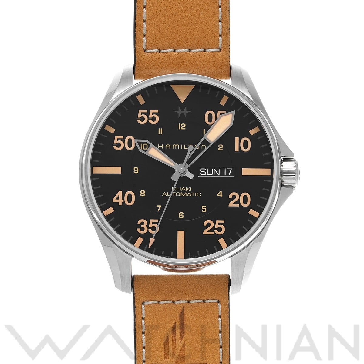 カーキ アビエーション パイロット デイデイト オート H64725531 ブラック ハミルトン HAMILTON メンズ 【中古】