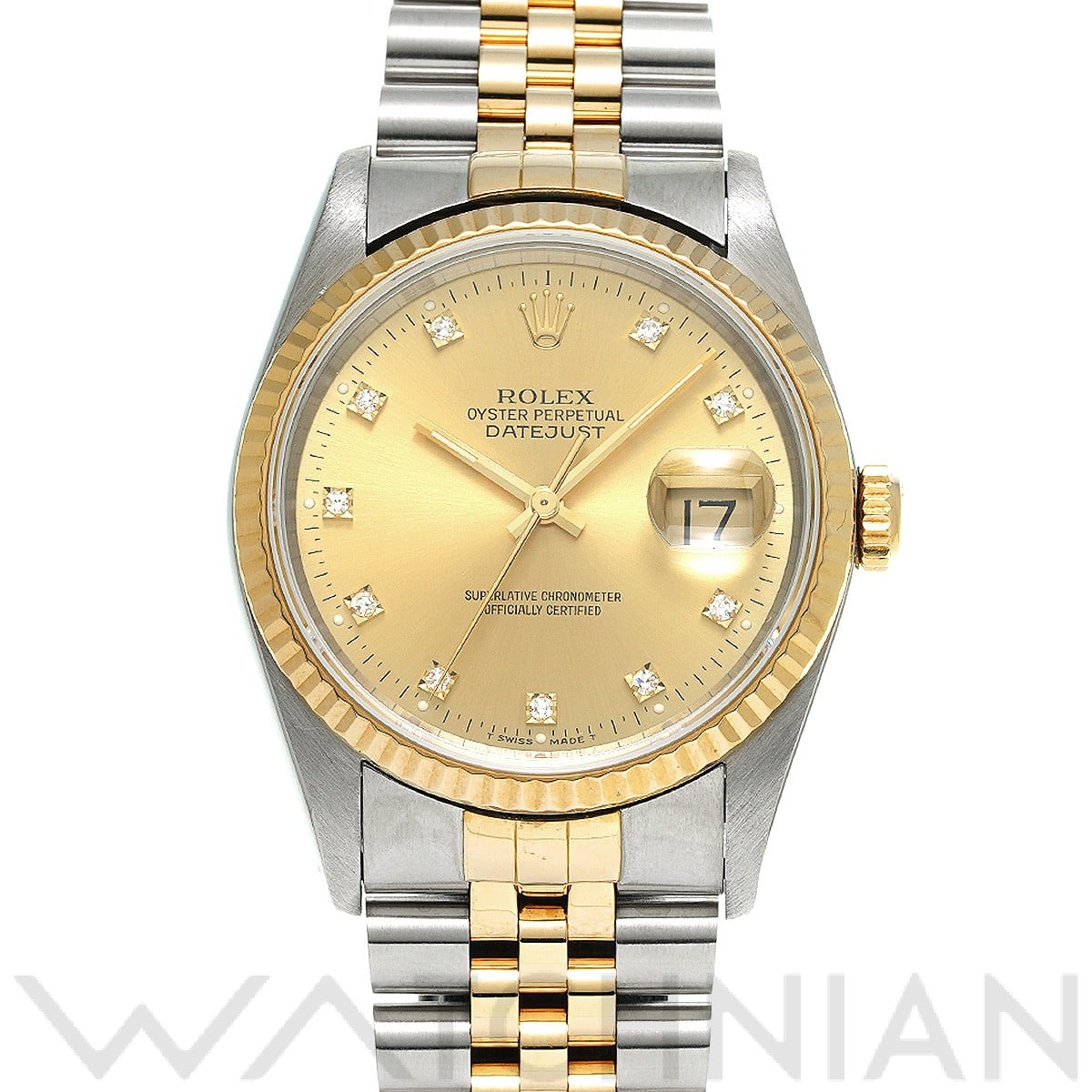 ロレックス デイトジャスト 16233G シャンパン/ダイヤモンド メンズ 時計 【中古】【wristwatch】