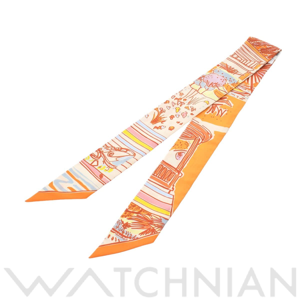 エルメス / HERMES ツイリー RAYURES D`ETE オレンジ/コライユ/ブルーシエル 063850S シルク100％ レディース 【新品】【other】