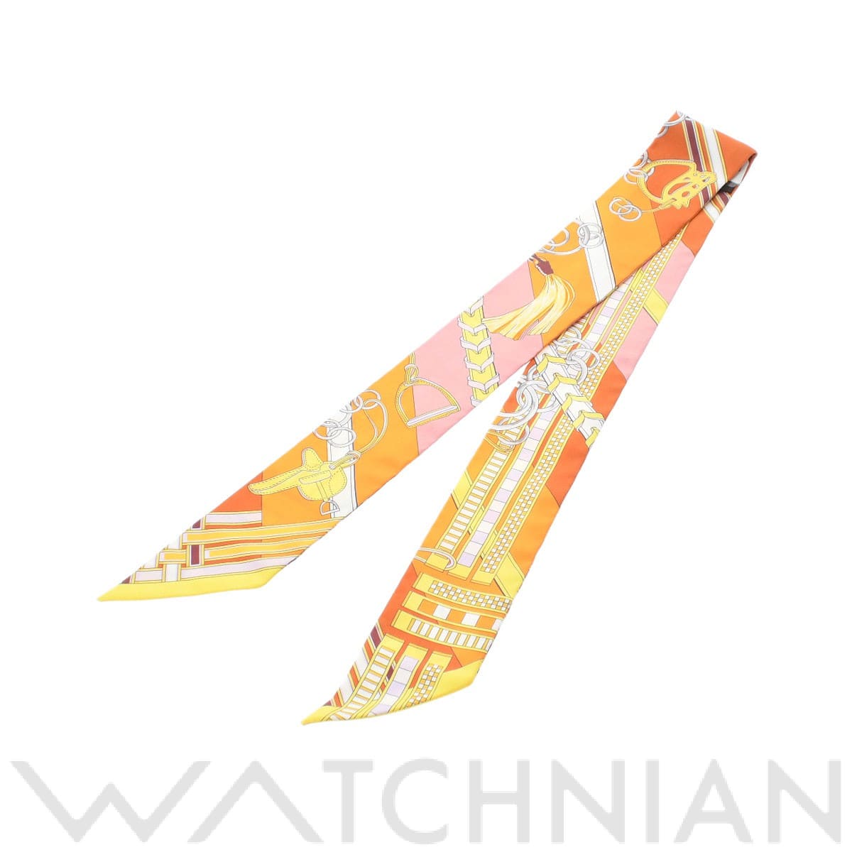 エルメス / HERMES ツイリー BRIDES ET GRIS GRIS オレンジ/ジョーヌ/ローズ 062849S シルク100％ レディース 【新品】【other】