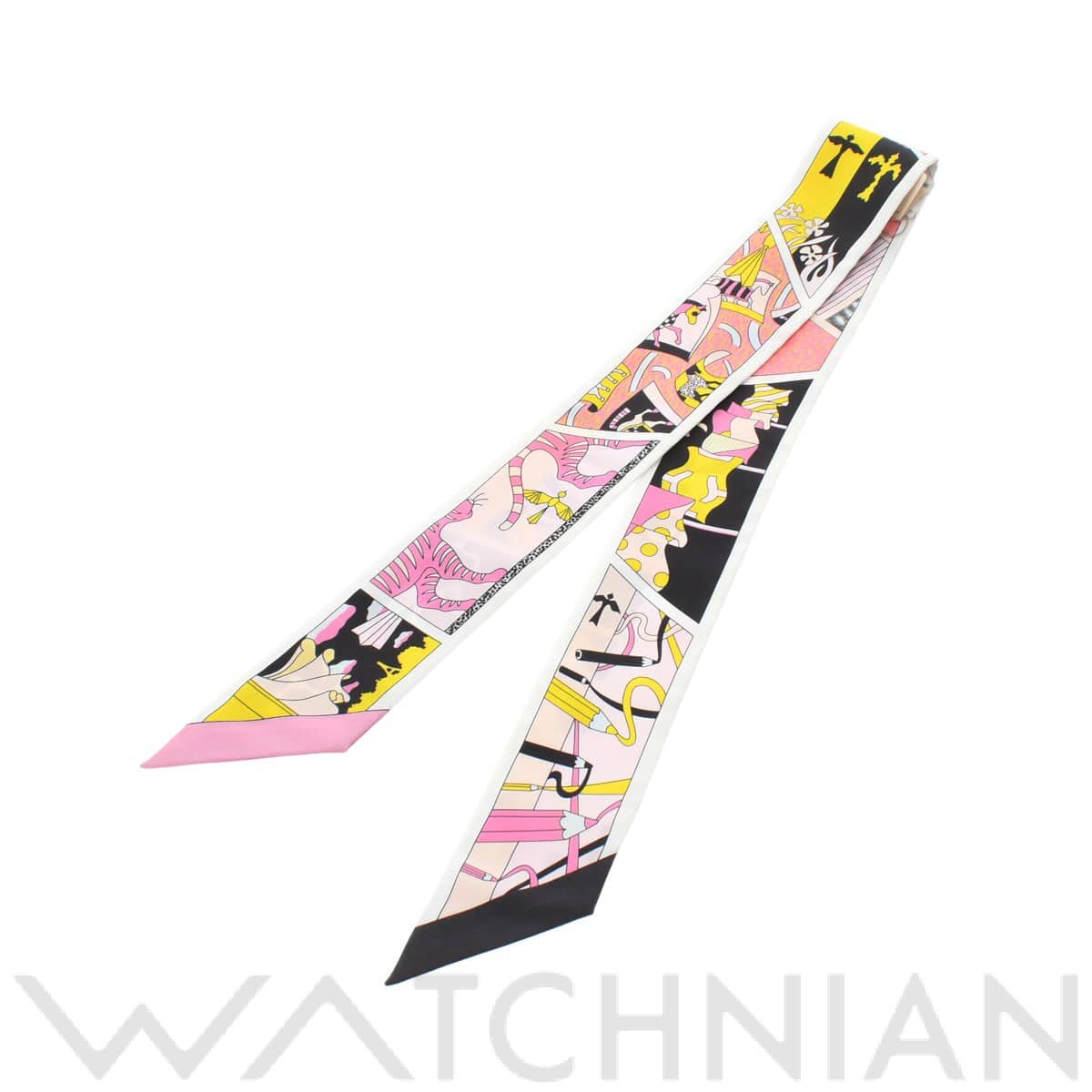 エルメス / HERMES ツイリー HERMES FACTORY SUITE ブラック/ローズ/ジョーヌ 063975S シルク100％ レディース 【新品】【other】