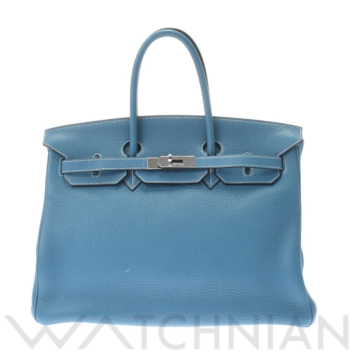 バーキン35 ブルージーン/パラジウム金具 トリヨンクレマンス HERMES エルメス レディース 【中古】