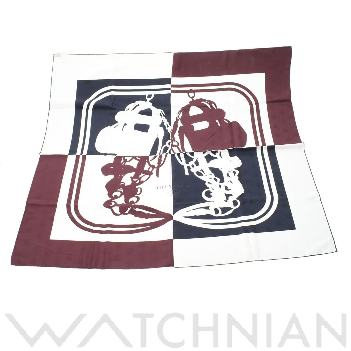 エルメス / HERMES カレ90 GALA QUADRI TATOO ホワイト/ネイビー シルク100％ レディース 【中古】【other】