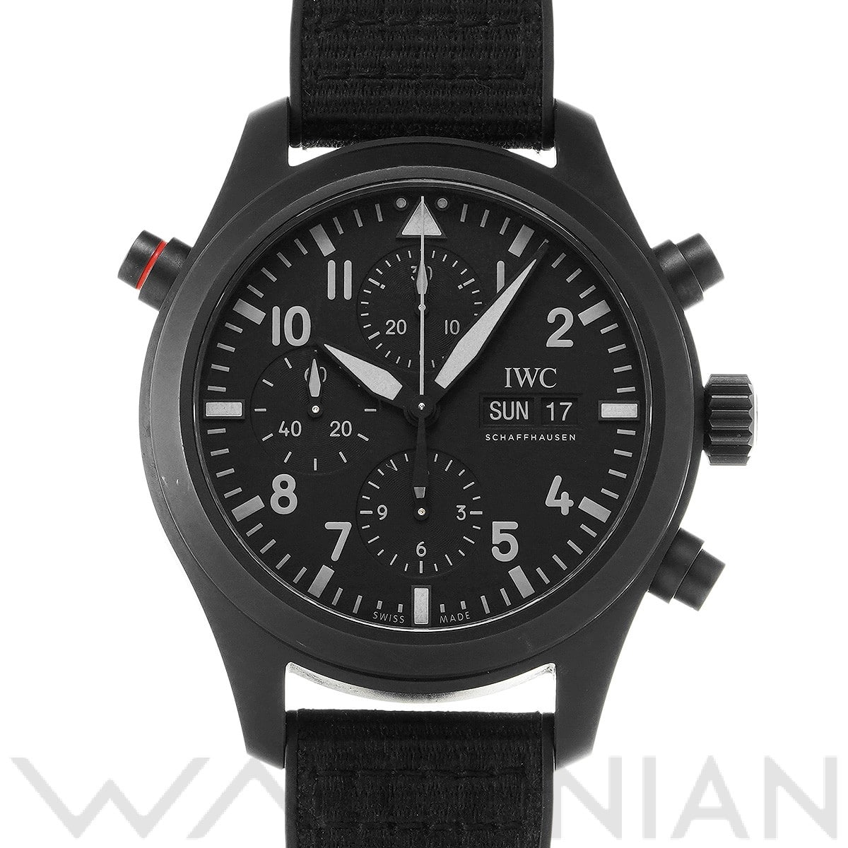 IWC パイロットウォッチ ダブルクロノグラフ トップガン セラタニウム IW371815 ブラック メンズ 時計 【中古】【wristwatch】