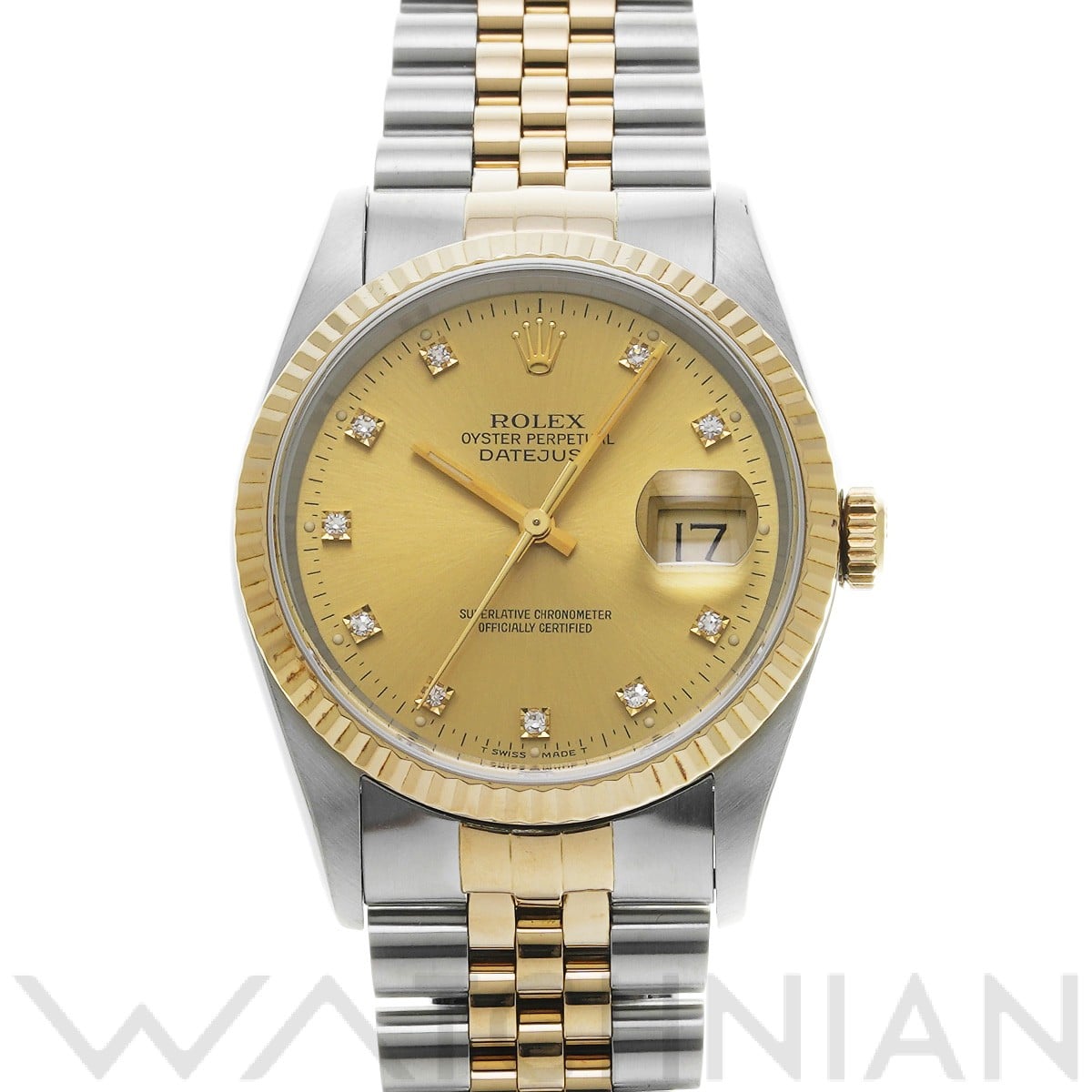 ロレックス デイトジャスト 16233G シャンパン/ダイヤモンド メンズ 時計 【中古】【wristwatch】