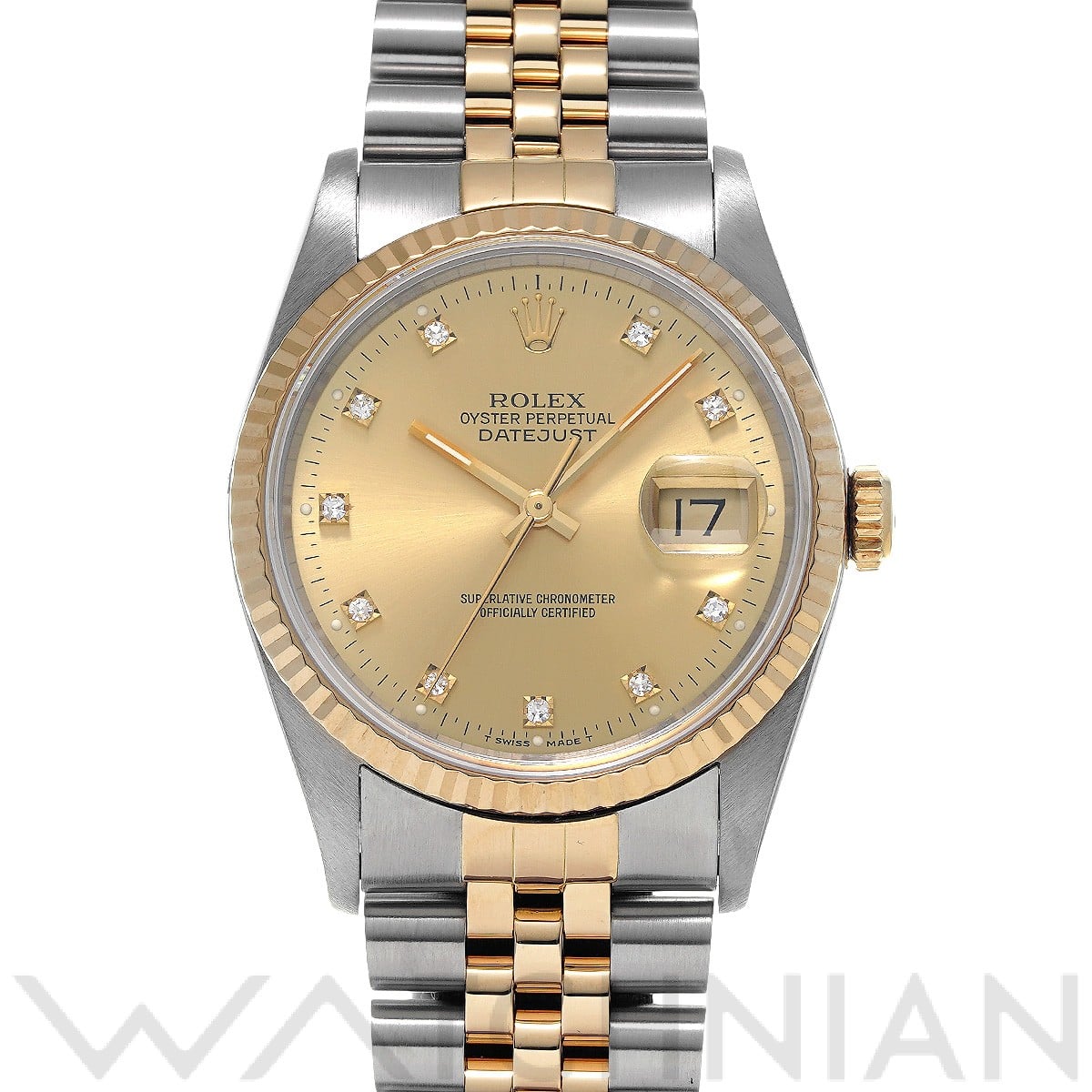 ロレックス デイトジャスト 16233G シャンパン/ダイヤモンド メンズ 時計 【中古】【wristwatch】