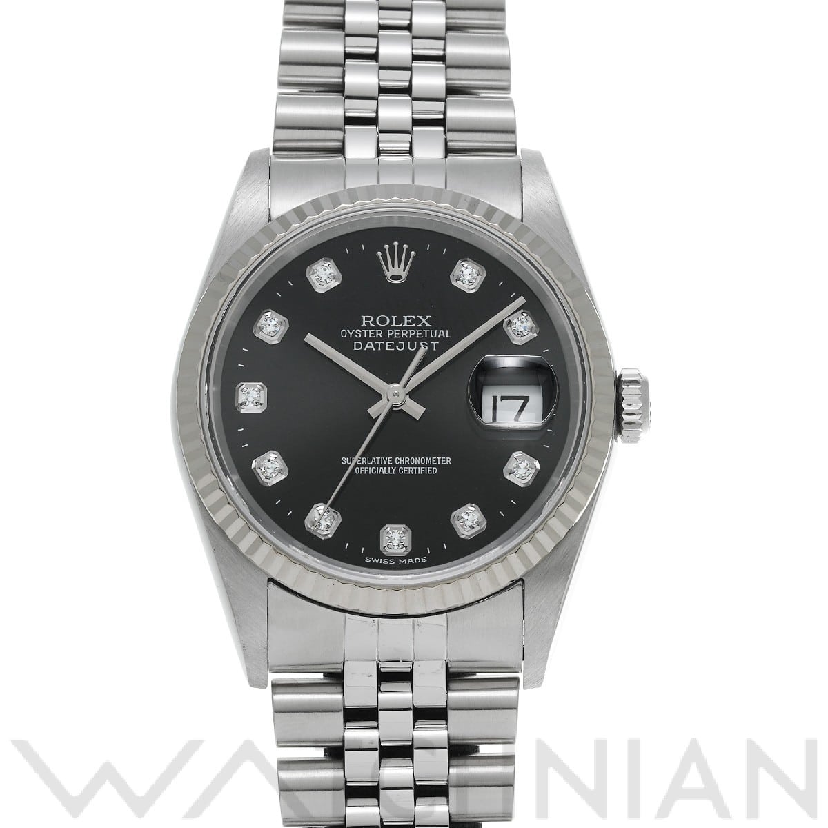 ロレックス デイトジャスト 16234G ブラック/ダイヤモンド メンズ 時計 【中古】【wristwatch】