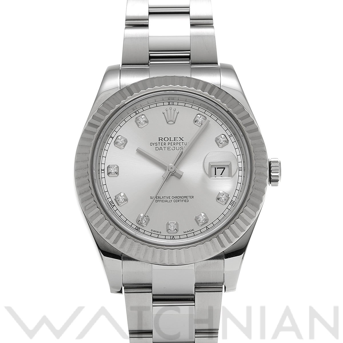 ロレックス デイトジャストII 116334G シルバー/ダイヤモンド メンズ 時計 【中古】【wristwatch】