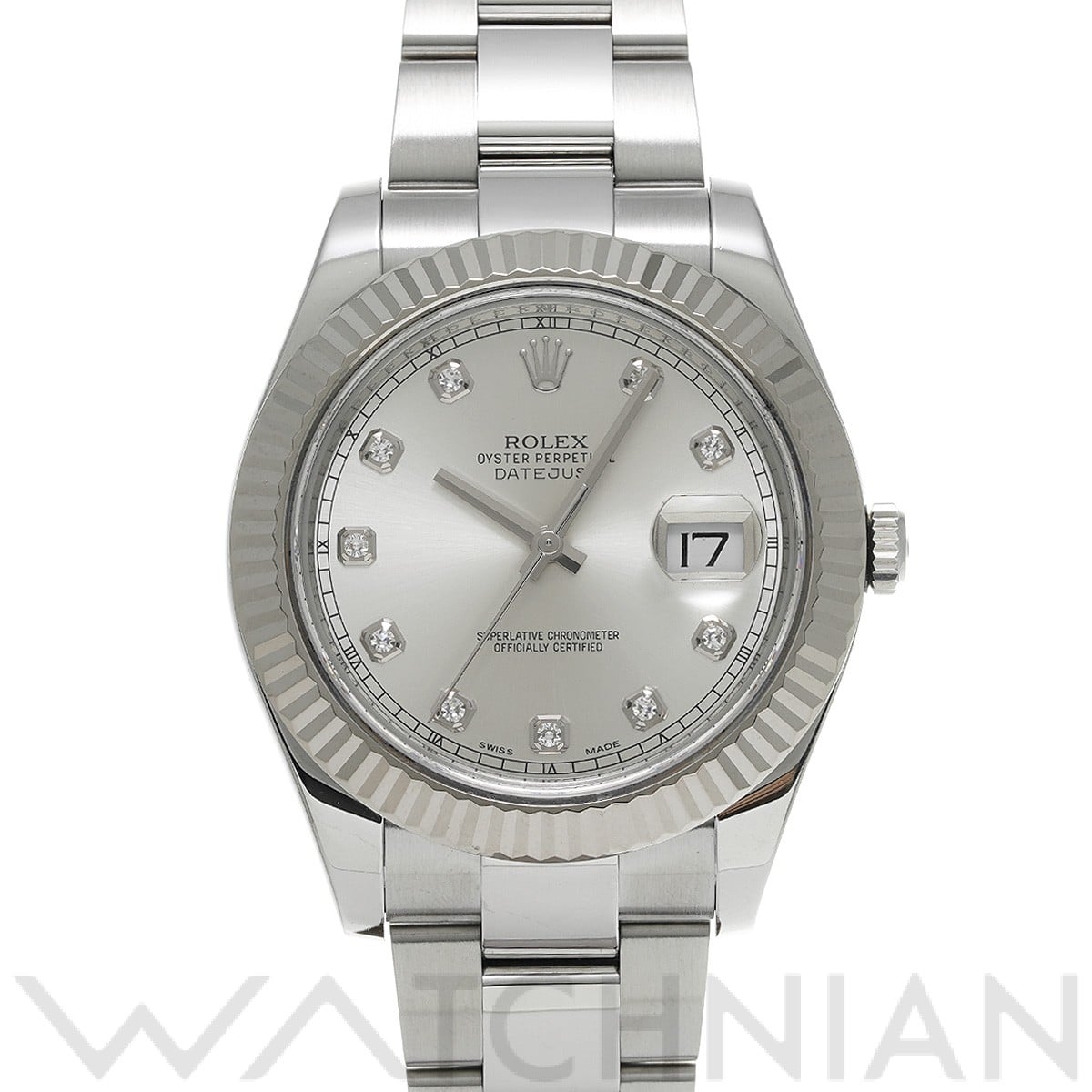 ロレックス デイトジャスト II 116334G シルバー/ダイヤモンド メンズ 時計 【中古】【wristwatch】